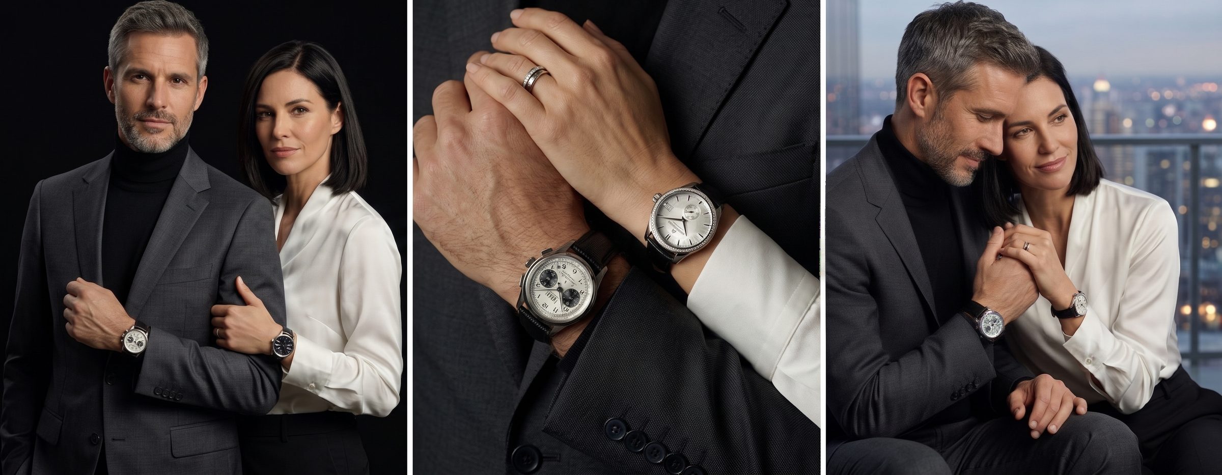Couple portant des montres Chronelle homme et femme